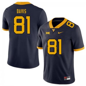 Men's West Virginia Mountaineers NCAA #81 Treylan Davis Navy Authentic Nike Stitched College Football Jersey PR15X53UJ